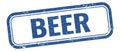 BEER text on blue grungy vintage stamp