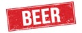 BEER text on red grungy rectangle stamp