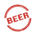 BEER text written on red grungy round stamp