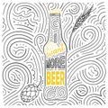 Beer theme card design. The lettering - I Want More Beer. Royalty Free Stock Photo