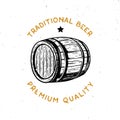 Beer themed logo with wooden beer cask