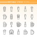Beer simple black line icons vector set Royalty Free Stock Photo