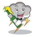 With beer thunder cloud character cartoon Royalty Free Stock Photo