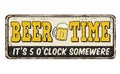 Beer time vintage rusty metal sign