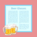 Beer Traditional Glasses with White Foam Bubbles