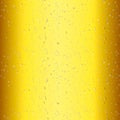 Beer with transparent bubble on mug. Yellow liquid 3d realistic vector illustration. Cold beer texture with condensate.