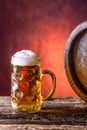 Beer. Two cold beers. Draft beer. Draft ale. Golden beer. Golden ale. Two gold beer with froth on top. Draft cold beer in glass ja Royalty Free Stock Photo