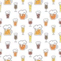 Beer types colorful seamless pattern design. Beer glasses for ale, weizen