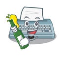 With beer typewriter in the a mascot closet Royalty Free Stock Photo