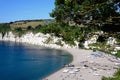 Elevated view of the beach, Beer, UK.