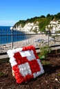 Beach and Polish memorial, Beer, UK.