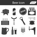 Beer vector icons set - bottle, glass, pint Royalty Free Stock Photo