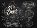 Beer vintage elements. Chalk.