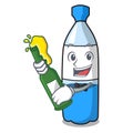 With beer water bottle mascot cartoon Royalty Free Stock Photo