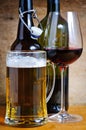 Beer and wine drinks Royalty Free Stock Photo