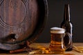 Beer and wooden barrel Royalty Free Stock Photo