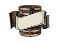 Beer wooden barrel and ribbon Royalty Free Stock Photo