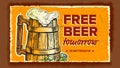 Beer Wooden Cup Brewery Advertising Banner Vector