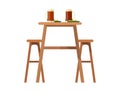 Beerhouse furniture vector brewery dining furnishing table and chair with beer mug in bar or pub on beery party with