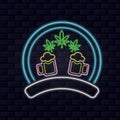 Beers and Cannabis Logo With Neon Style.
