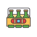 3 beers flat line illustration, concept vector isolated icon Royalty Free Stock Photo