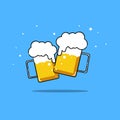 Beers isolated vector illustration party two friend are drinking. Royalty Free Stock Photo