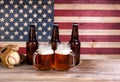Beers and sporting equipment for the holiday season Royalty Free Stock Photo