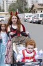 Beersheba, Israel, 2016 - Children in carnival costumes on the street. Purim