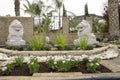 Beersheba, Israel. March 24,Two sculpted lions at the entrance -