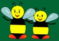 Two bees, vector illustration Royalty Free Stock Photo