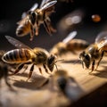 Bees close up. Healthy Organic Farm Honey.