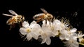 Bees Collecting Pollen in a Minimalistic and Clean Image AI Generated