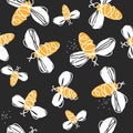 Bees, colorful seamless pattern