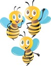 Bees 3D isolated colorful illustration Royalty Free Stock Photo