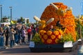 Bees flower composition platform, Bollenstreek flower parade Bloemencorso from Noordwijk to Haarlem in Holland Netherlands