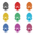 Bees and hives icon, Beehive color icons set