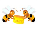 Bees and honey, template, vector illustration