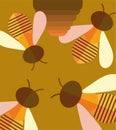 Bees with honey comb cartoon background design Royalty Free Stock Photo