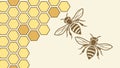 Bees on honeycomb abstract natural pattern, vector design Generative AI Royalty Free Stock Photo