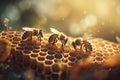 Bees honeycomb closeup. Generate Ai