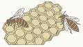 Bees on Honeycomb Cluster: Dynamic Colony Illustration. vector design Generative AI Royalty Free Stock Photo