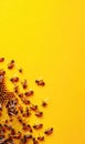 Busy Bees on Honeycomb and Yellow Background Royalty Free Stock Photo