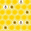 Bees, honeycombs and sunflowers, ÃÂolorful seamless pattern