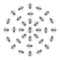 Bees are isolated on a white background Seamless texture pattern.