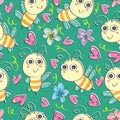 Bees Seamless Pattern_eps