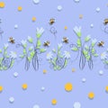 Bees swarming. Swarm. Chamomile vector background, pattern. World Bee Day. Honey bees fly. Royalty Free Stock Photo