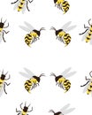 Bees, wasps and gadflies. Summer seamless pattern. Design for postcards, prints, clothes. Registration of medicines and cosmetics