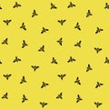 Bees on a yellow background . World bee day. Seamless pattern for printing on fabric, knitwear, wrapping paper