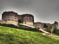 Beeston Castle is a former Royal castle in Cheshire, England,perched on a rocky sandstone crag 350 feet above the Cheshire Plain. Royalty Free Stock Photo