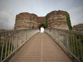 Beeston Castle is a former Royal castle in Cheshire, England,perched on a rocky sandstone crag 350 feet above the Cheshire Plain. Royalty Free Stock Photo